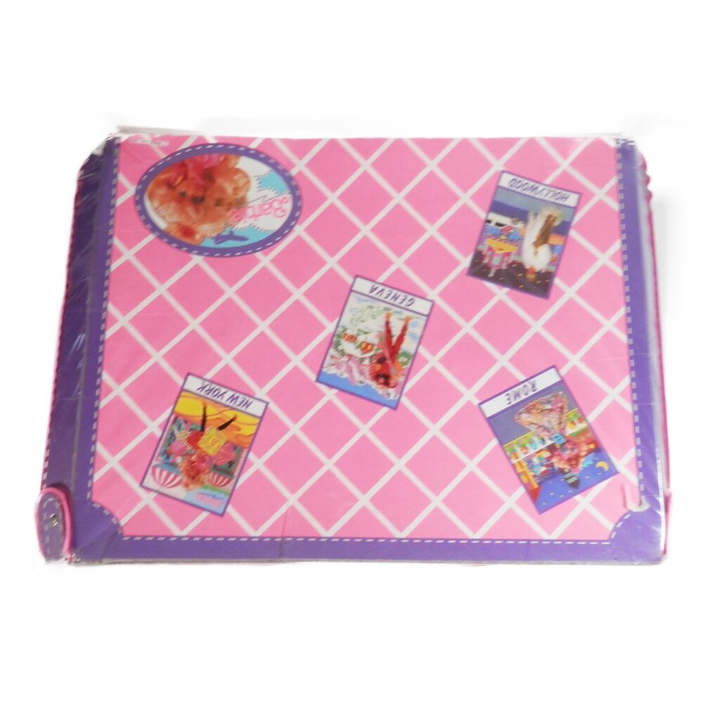 Vtg 1990 Barbie Luggage Travel Themed Storage Case TLC Trunk Box Pink 90s